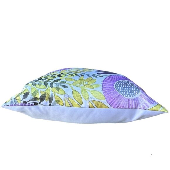 Pier 1 Import Throw Pillow 20" x 20" Floral Design Boho Decor White Purple Green - Picture 4 of 8